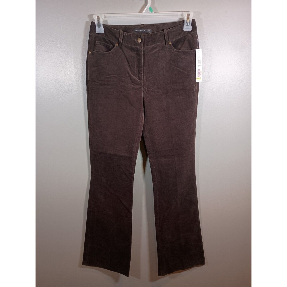 NWT Antonio Melani Womens Chocolate Brown Corduroy Flare Wide Pants Size 4